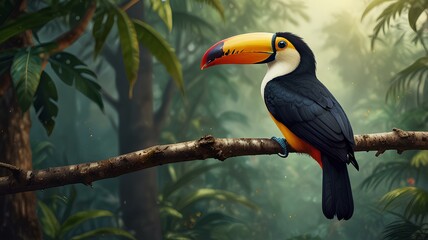 Naklejka premium Toucan bird illustration, digital art.
