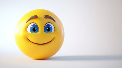 Fototapeta premium A 3D cartoon emoji with a mischievous grin, one eyebrow raised and eyes slightly narrowed, expressing playfulness, on a white background 