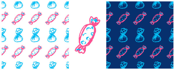 Children's drawings with wax crayons. Set Print