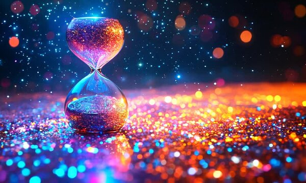 Hourglass on Glitter Background