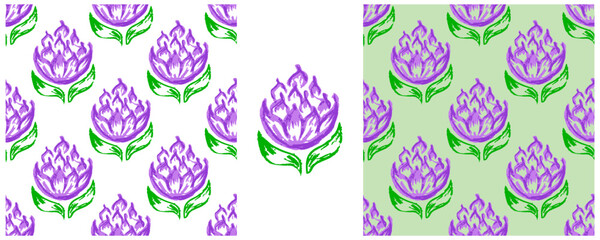 Children's drawings with wax crayons. Set Print