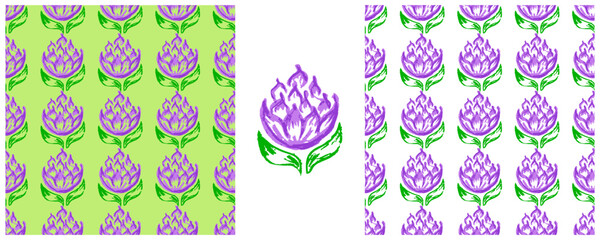 Children's drawings with wax crayons. Set Print