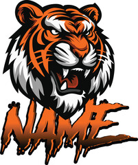 Fierce Tiger Silhouette - Roaring Tiger Logo Design