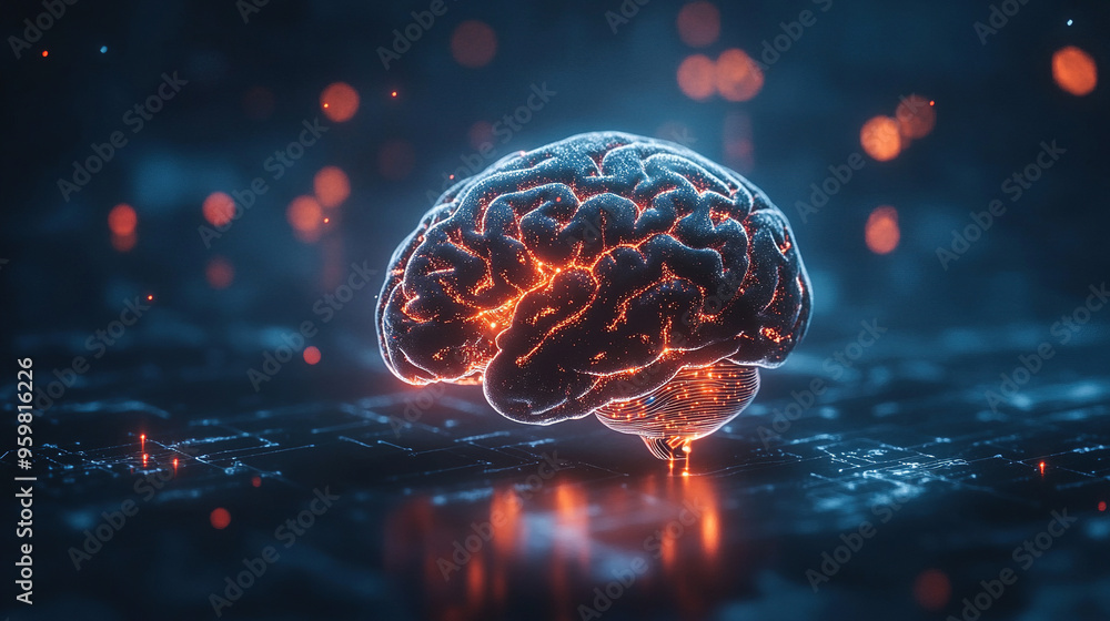 Aufkleber abstract brain hologram background. digital brain. brain artificial intelligence concept. brain acti