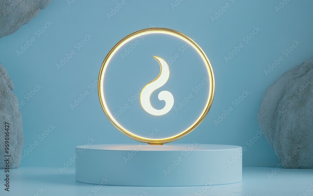 Poster light pastel baby blue 3d rendered background for product display featuring a simple minimalistic po