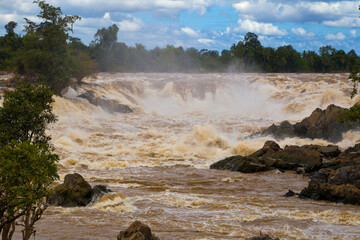 Khone Phapheng Falls on the Mekong River in southern Laos.