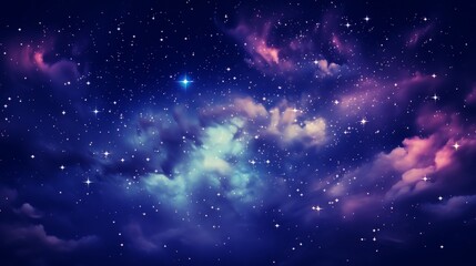 Obraz premium A mesmerizing night sky filled with stars and colorful clouds illuminating the cosmos
