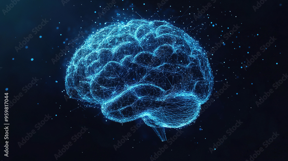 Aufkleber abstract brain hologram background. digital brain. brain artificial intelligence concept. brain acti