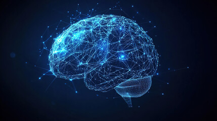 Abstract brain hologram background. Digital brain. Brain Artificial Intelligence Concept. Brain activity. Brain anatomy. Science showing the human brain. Human brain animation. Copy space area