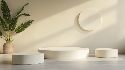 Cylinder podium mockup 3D rendering