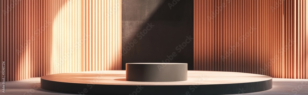 Aufkleber Abstract background featuring a podium and wall 3D illustration and rendering