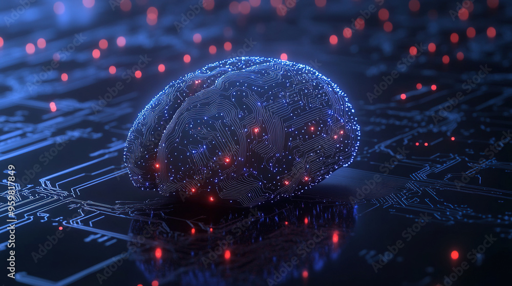 Aufkleber abstract brain hologram background. digital brain. brain artificial intelligence concept. brain acti