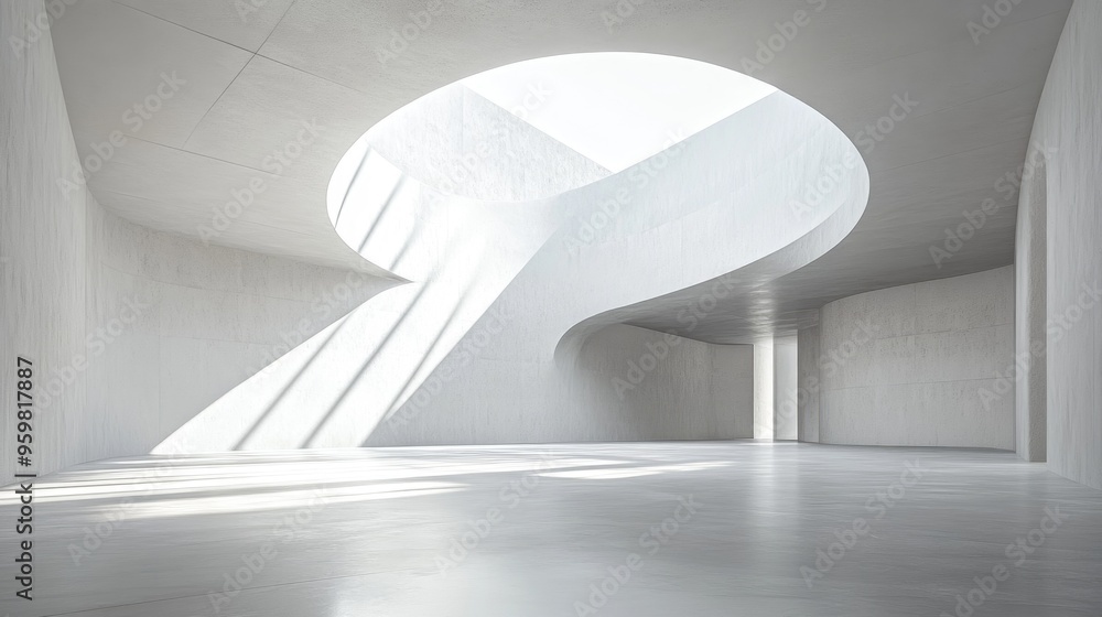 Poster Abstract modern architectural interior with an empty open space rendered in 3D