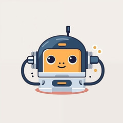 Fototapeta premium Cute smiling robot with round helmet and tubes in a playful design