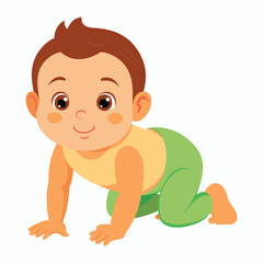 vector a baby is on all fours on white background