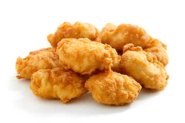 Crispy chicken nuggets or fried chicken bites for use in restaurant menus, fast food promotions, fast food ads, menu design, food industry marketing material, or culinary blogs about comfort food