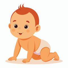 vector a baby is on all fours on white background