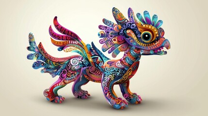 Colorful Dragon Illustration.
