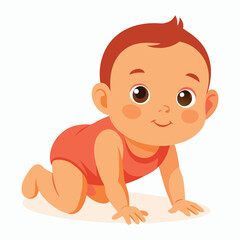 vector a baby is on all fours on white background