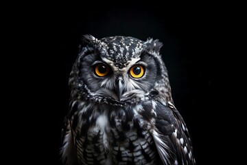 Obraz premium Black Owl in Black Background