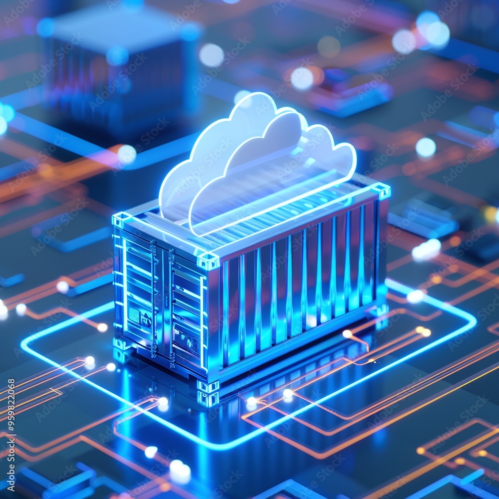 Poster digital cloud storage concept with futuristic technology and electronic circuit design. modern data 