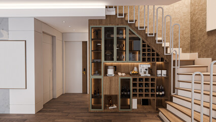 interior of a house, under stairs cupboard, interior design