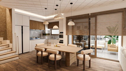interior with table, room with table, room interior, 3d interior design, 3d rendering