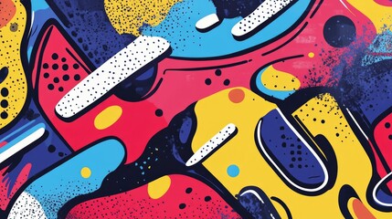 Obraz premium Abstract Graphic Design with Red, Yellow, Blue, and Black Colors