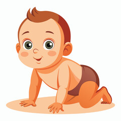 vector a baby is on all fours on white background