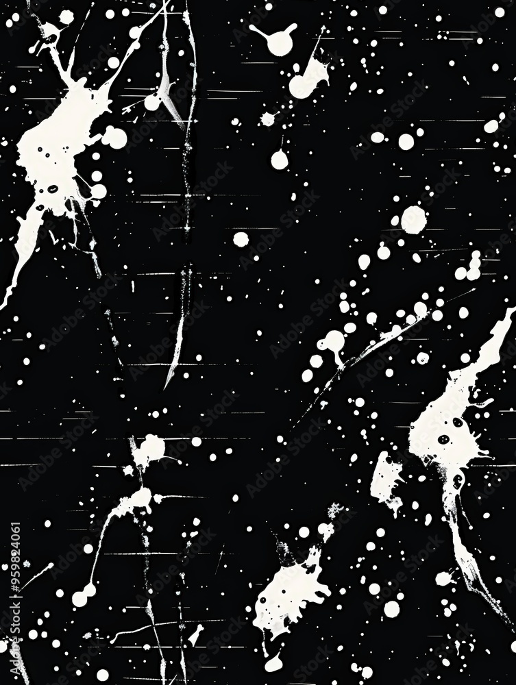 Wall mural white paint splatters on black