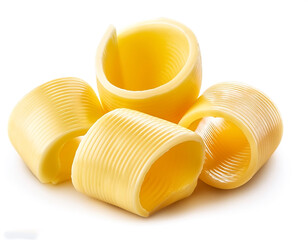 Butter curls isolated on white background