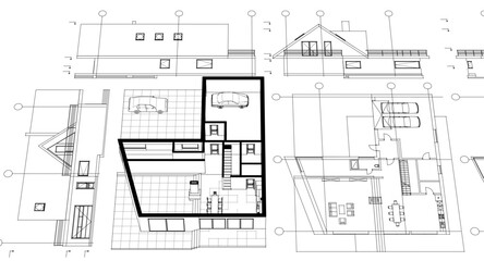 Fototapeta premium house traditional architecture plan 3d illustration 