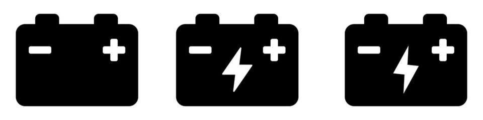 Obraz premium Car battery icon. Car accumulator icon. Auto battery symbols.