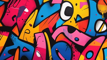 Obraz premium Abstract Graffiti Wall with Colorful Shapes and Patterns