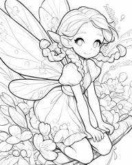 Coloring for kids,fairy tale fairy.