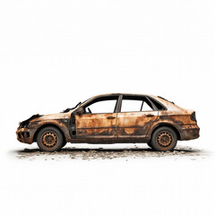 Destroyed Car Isolated