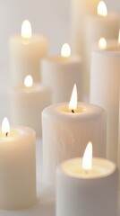 White candles lit up