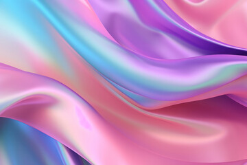 Fototapeta premium Processed collage of Iridescent fabric trendy cloth holographic texture. Background for banner