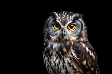 Black Owl in Black Background