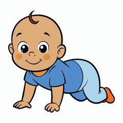 vector a baby is on all fours on white background