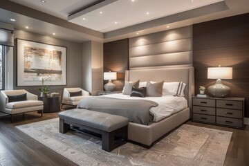 Modern Luxury Bedroom Interior with Elegant Decor and Lighting