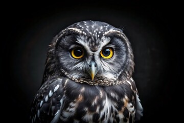 Obraz premium Black Owl in Black Background