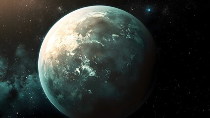 Obraz premium Distant habitable exoplanet in the vast cosmic landscape