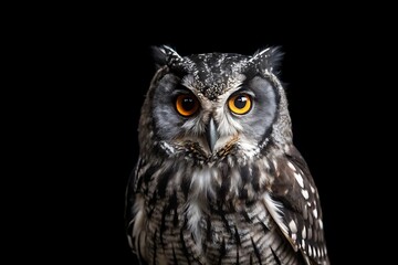 Fototapeta premium Black Owl in Black Background