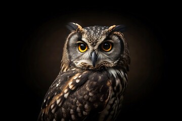 Obraz premium Black Owl in Black Background