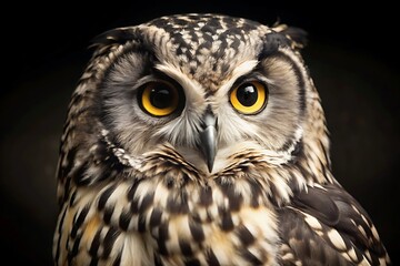Obraz premium Black Owl in Black Background