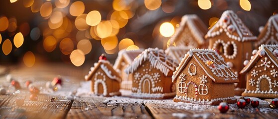 Weihnachtliche Lebkuchenhäuser, ein Dorf aus Lebkuchen