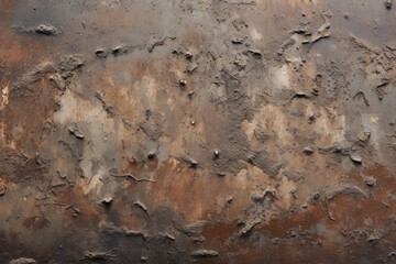 Fototapeta premium Processed collage of old rusty metal sheet texture in daylight. Background for banner