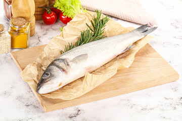 Raw seabass fish for cooking