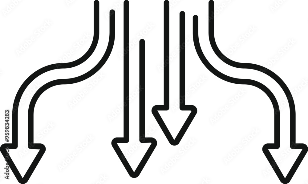 Poster this icon represents a decrease trend with multiple arrows pointing down